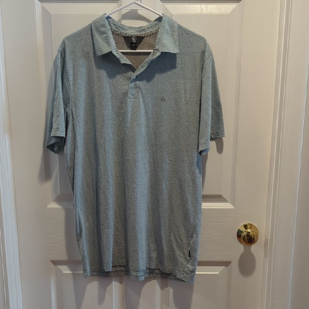 Volcom Men's Size Large Light Heathered Green Polo Shirt Preppy Golf Skater